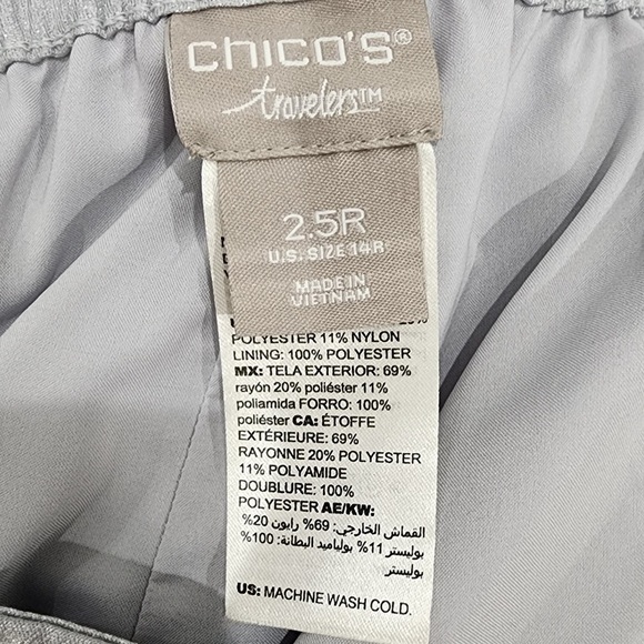 Chico's Silver Shimmery Wide Leg Pants Size 2.5 or 14 - Picture 3 of 8